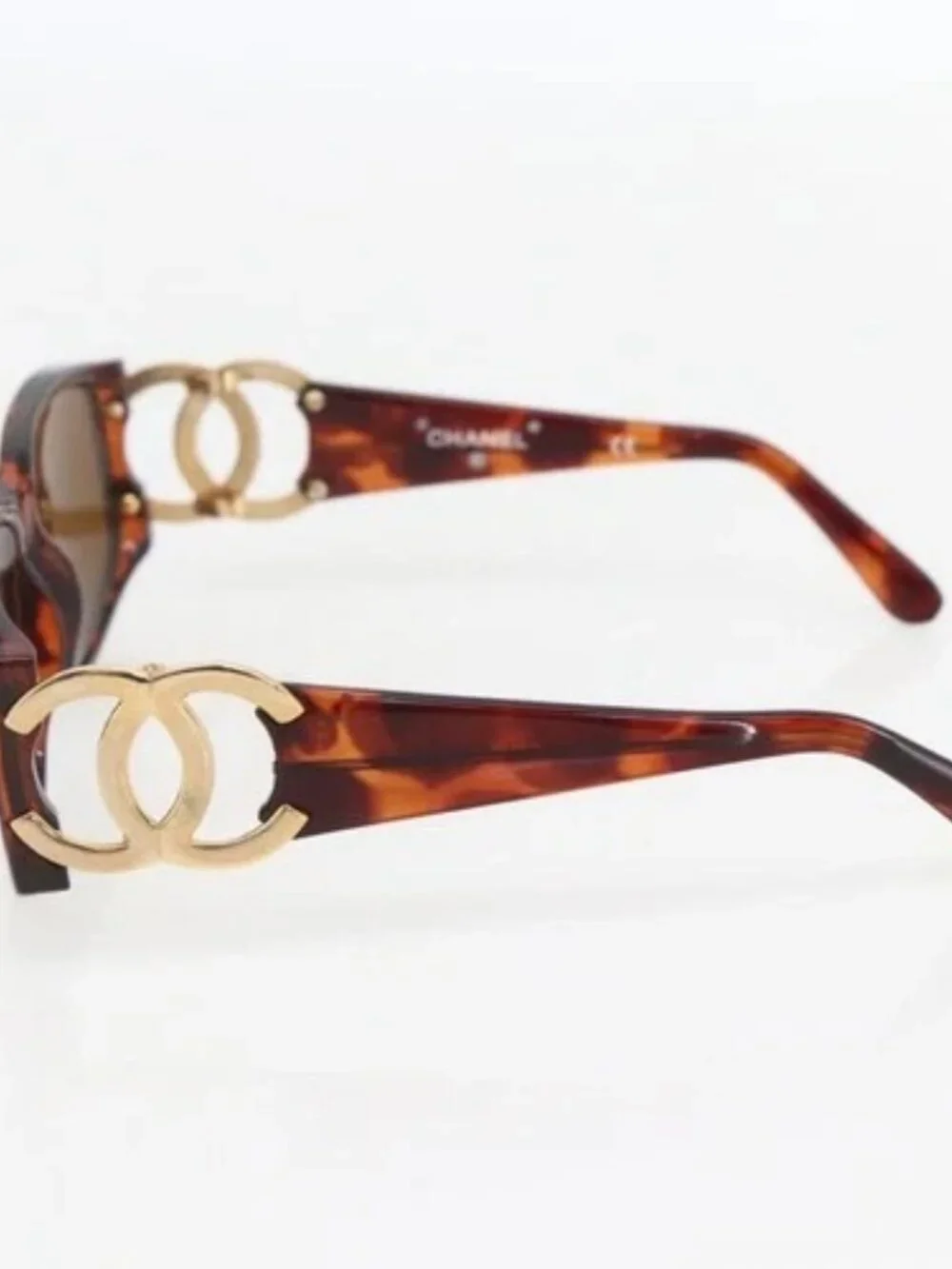 CHANEL Sunglasses plastic Brown CC Auth 159076